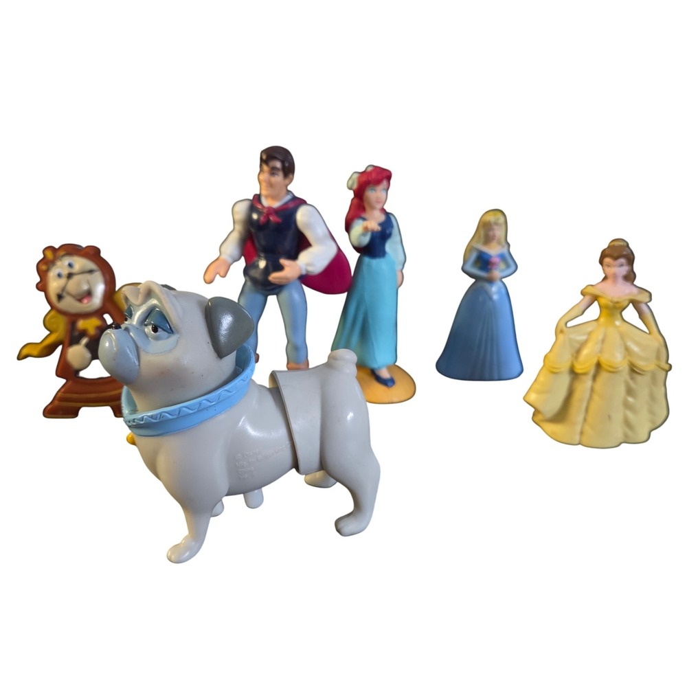 Disney Princesses Figurines Belle Ariel Aurora Prince Charming Lumiere Percy Toy